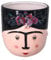 Baroni Home Vaso in Ceramica di Design con Volto, Soprammobile Moderno Dipinto a Mano, Vaso per piante da Interno o Esterno, Lola Svasata, 13.5X13.5X14 cm