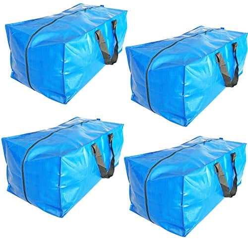 Moving Bags Extra Large Strong, 4 Pcs Large Storage Bags with Zips Heavy Duty Storage Boxes, for Moving, Clothes Storage, Laundry Bag, Packing, House Essentials, Sustainable, Water-Resistant