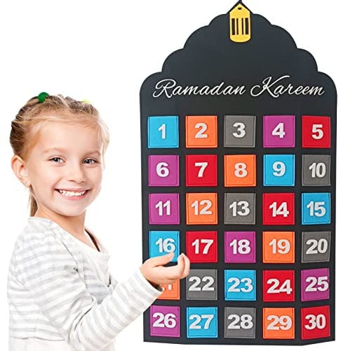 Ramadan-Kalender 2023, Ramadan-Adventskalender für Kinder mit 30 Countdown-Zahlen, täglicher Eid Mubarak 30-Tage-Countdown-Hängekalender, Ramadan-Dekorationen für Zuhause