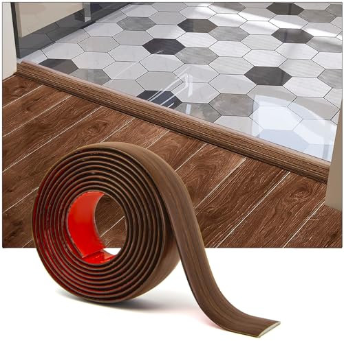 Art3d Bande de transition de sol auto-adhésive en vinyle, bande de séparation plate pour joindre les espaces au sol, transition de seuil de moquette, carreaux de sol,304×4cm,Bois de cerisier