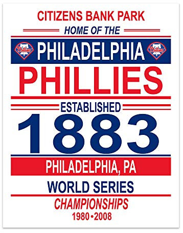 TnT Prints Philadelphia Phillies Baseball-Poster – 27,9 x 35,6 cm Druck – Memorabilia MLB Fankunst