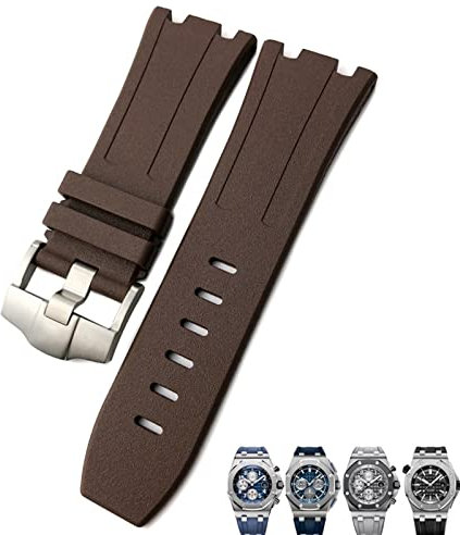 FFHAO Weiches FKM Fluoro Gummi-Armband, 28 mm, für AP-Armband, Audemars, Piguet, Royal Oak, Offshore, Tauchen, wasserdicht, Sportuhr, 28x24mm, Achat