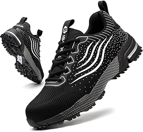 CKKYGGO Zapatos de Seguridad para Hombre Mujer Zapatillas Trabajo Ligero | Calzado de Seguridad Comodo con Punta de Acero, Botas de Seguridad Transpirable, Zapatos de Trabajo Antideslizante, Unisex