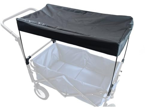 Waggon-Überdachung-Zubehör Gilt für 6 Zoll Vierkantrohr,tragbarer und Leichter Sonnenschutz für den Außenbereich für Camping, Picknicks, Gartenkarren, geeignet für Klappkarren, Schubkarren, Schwarz