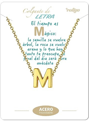 cotigo Initialen-Halskette aus Edelstahl, kleinem Buchstaben-A-Z-Anhänger – Schmuckgeschenk für Mutter, Geburtstag, Freundin oder Freunde, Farbe Silber und Golden (M-Goldene)