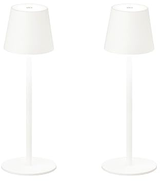 2er SET kabellose Akku Tischlampen Weiß 38cm mit USB Kabel & Sensor Dimmer