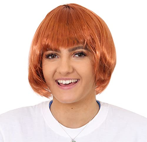 Ilovefancydress Bob-Perücke für Erwachsene, dicke Qualität, 20er-Jahre-Stil, Party, Cosplay, kurze Perücke, Orange