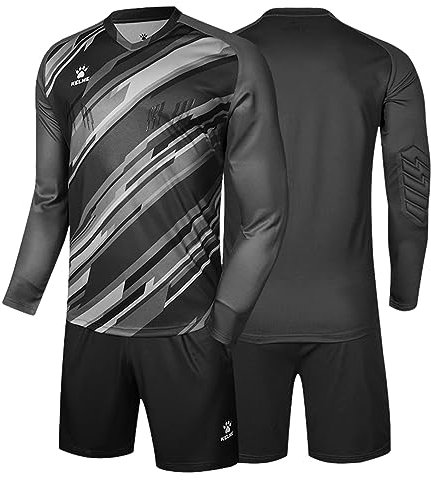Kelme Herren Goalkeeper torwarttrikot Football Training Outfit Padded Shorts Protector Sponge Protection Fußballuniform Langarm Fußballtorwart-Übungsbekleidung professionell Schwarz M