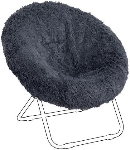 HOMBYS Faux Fur Cover for Saucer Chair (Without Chair, Only A Cover), Removable Shaggy Round Moon Chair Slipcover Ultra Soft & Furry, Chair Cover for Saucer Chairs Size Between 28-30 in x 29-32 in