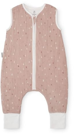 Ehrenkind® Baby Sommerschlafsack mit Füßen Musselin | aus weicher OEKO-TEX zertifizierter Bio-Baumwolle | Sommer Baby Schlafsack 1 TOG Gr. 80 Farbe Rose Tropfen