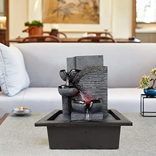 Einfache Geometrie Wohnzimmer Wasser Brunnen Ornamente Kunstharz 4 Farbe LED Indoor Wasser Brunnen Harz Creative Craft Home Decor