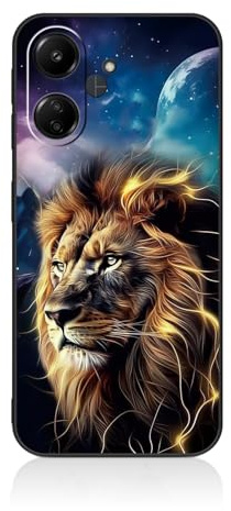 Tveinan Coque pour Xiaomi Redmi 13C / Redmi 13 C/Poco C65 Etui, Noir Housse Étui de Protection en Silicone TPU Souple, Cover Antichoc Ultra Douce Case avec Motif pour Redmi 13C / Poco C65 - Lion B