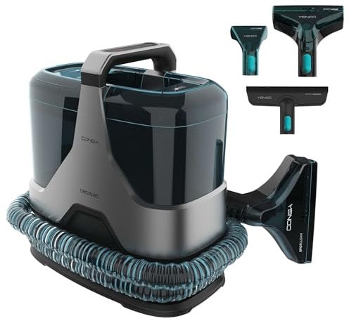 Cecotec Limpiador Aspirador de Tapicerías y Alfombras con Cable Conga 6000 Carpet&Spot Clean XXL Advance. 600W, 15kPa, Pulveriza, Aspira y Limpia, Depósito de Agua Limpia 1300ml, Radio de Acción 7m