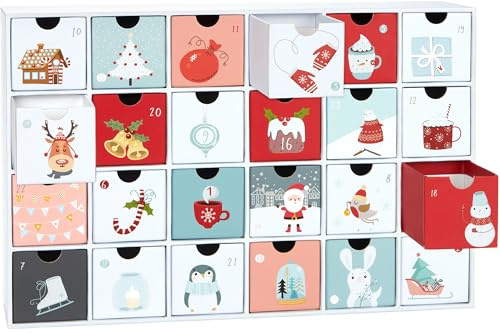 BRUBAKER Adventskalender zum Befüllen - Sweet Christmas 2026 | DIY Weihnachtskalender mit 24 Türchen für Gutscheine, Süßigkeiten und andere Überraschungen - 39 cm groß aus Pappe