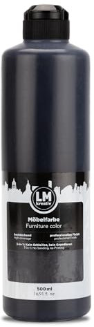 LM-Kreativ Colore per mobili, 500 ml, nero, vernice per mobili ad alta copertura, per interni ed esterni, colore per mobili senza fiocchi, colore per cucina/fronte cucina, inodore e rispettoso