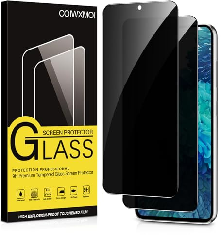 Coiwxmoi Protector Pantalla Privacidad para Samsung Galaxy S20 FE 5G Cristal Vidrio Templado Antiespia 9H Dureza Anti-Arañazos Antihuellas Anti Espía Protectora Película Sin Burbujas Privacy,2 Piezas
