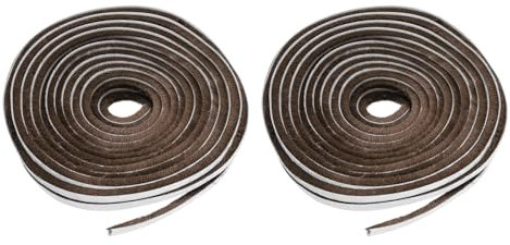 sourcing map 2pcs Weather Stripping Brush 33ft 394 10m x 9mm Polyester Fiber Self-Adhesive Pile Seal Strip for 4.5-7mm Gap Sliding Windows Doors Windproof Frost Dust Proof, Brown