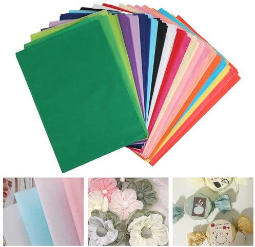Wenrescry Seidenpapier, 60 Blatt 70x50 cm, 20 Farben Transparentpapier Bunt, Bastelpapier für Geschenkverpackung, Deko, Papierblumen, Pompoms, DIY-Kreativprojekte, 14 g/m²