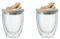 Suanzua Vaso de agua de vidrio de doble pared con tapa antifugas - Taza de café transparente aislada para leche, té, zumo de frutas, naranja