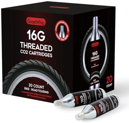 GasClub CO2 Cartridges 16g Threaded CO2 Cartridges Refills for Bike Tires, CO2 Inflator, Pump for Road, Mountain MTB Bikes (20 PCS)