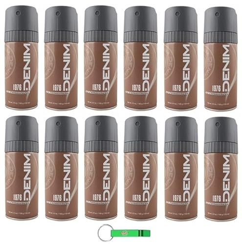 12x Denim Deodorante Spray Corpo 1976 - Körperspray-Deodorant - Klassisch maskulin, frisch und mit einem unverwechselbaren Hauch von Raffinesse Deo 150ml + Beni Culinari Kostenloser Schlüsselanhänger