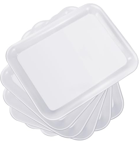 Loppdece 6 Stück Kunststoff Serviertablett, 33 x 25 cm Große Servierplatte, Wiederverwendbare Kunststofftabletts, Frühstückstablett für Buffets, Feiern, Desserts, Snacks und Picknicks