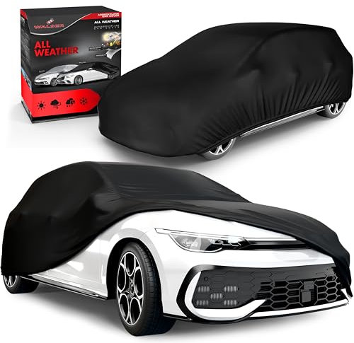 Walser Abdeckplane Auto All Weather, Abdeckplane wasserdicht, 100% wetterfeste Auto Abdeckplane, Autoabdeckung Outdoor, Auto Abdeckplane wasserdicht, Autoplane Vollgarage Größe 3 PKW schwarz
