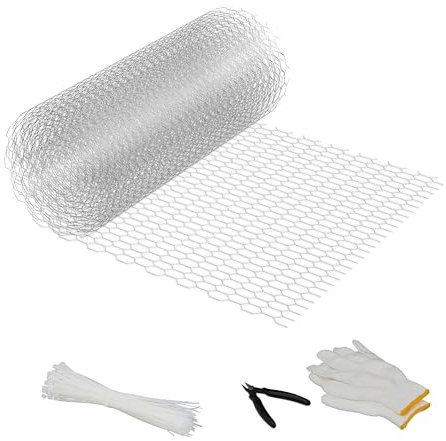 Relaxdays Malla Gallinero, 40 cm x 10 m, Rejilla Vallas Fina de 15 x 25 mm, Alambrada Conejera y Corral, Acero, Plateado, Metal