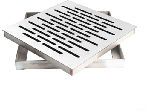 Zoegneer Edelstahl-Bodenablaufabdeckung mit Rahmen, quadratisch, rutschfest, Ablaufgitter, Abflussabdeckung, Gully Gitterrost für Außenbereich, Badezimmer, Garten, Terrasse (250 x 250 x 20 mm)
