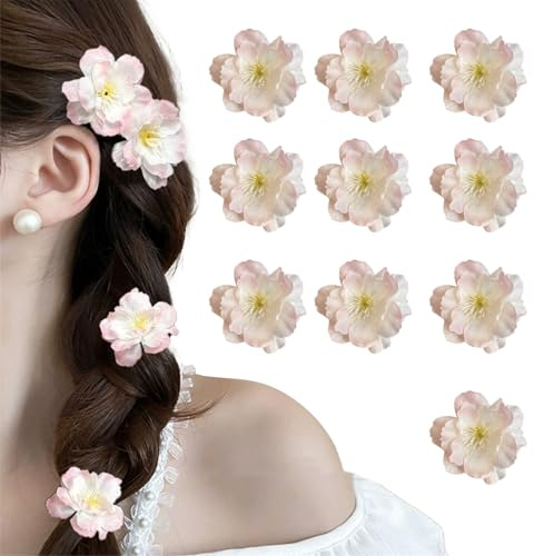 FOSDICK 10Pcs Rose Pince à Cheveux Fleur Sakura Mini Pinces à Cheveux Marguerite Accessoires Coiffures de Cheveuxs Décoration de Bricolage pour Femmes et Filles
