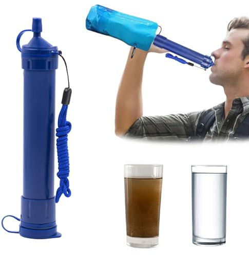 Filtro dell'acqua da campeggio senza BPA, 10 nm, portatile, da 19,8 cm, cannucce per purificare l'acqua, per bottiglie di diametro 2,8 cm (colore C)