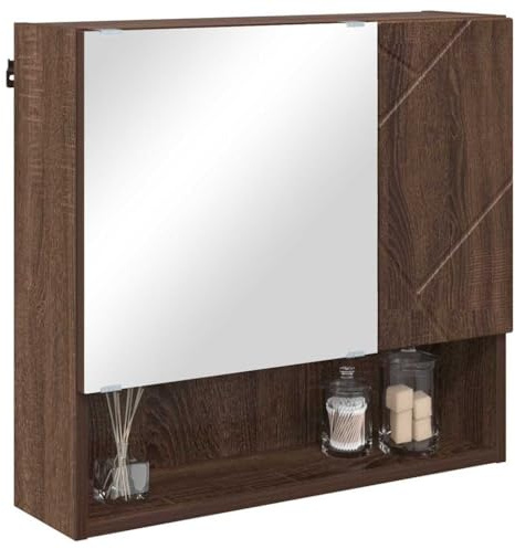 vidaXL Mirror Cabinet Brown Oak 59 x 17 x 55 cm Engineered Wood