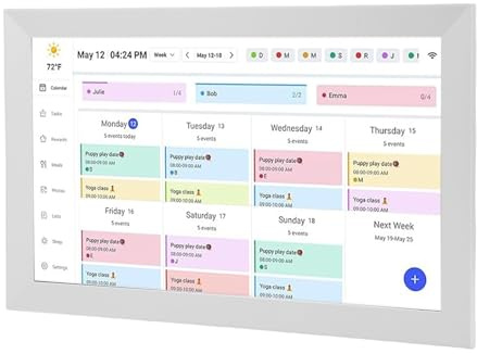 Annadue Intelligenter Digitaler Kalender 15,6 Zoll Touchscreen, Interaktives WiFi Display mit App, Digitaler Bilderrahmen und Familienplaner, 1080P HD Wandmontage Desktop (EU)