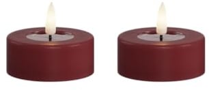 Deluxe Homeart Flammenloses LED-Jumbo-Teelicht-Set für den Innenbereich, mit Real Flame-Technologie, batteriebetriebene Kerze (Bordeaux)
