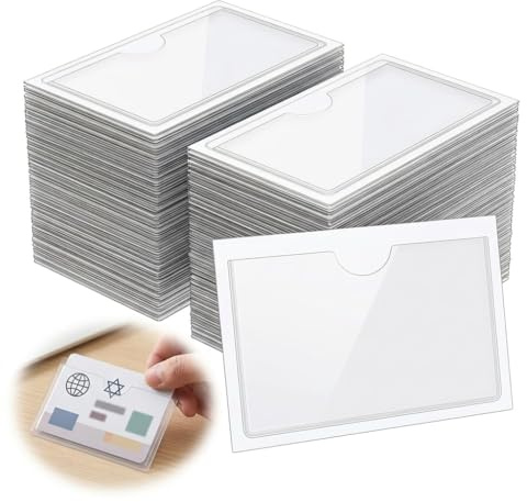 50 Pièces Autocollantes en Plastique Transparent, Pochettes Horizontales avec Ouverture Sur le Dessus Etanches pour Cartes de Visite, pour la Maison le Bureau l'école et les Voyages