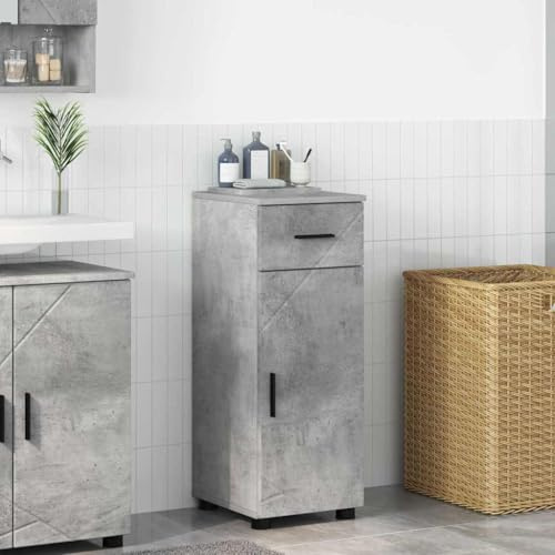Drainlyn Badezimmerschrank Beton Grau mit Schubladen und Metallbeinen 30 x 35 x 80 cm moderner Holzwerkstoff Unterschrank Waschbecken Bad Unterschrank mit Stauraum und Sicherheitswandbefestigung