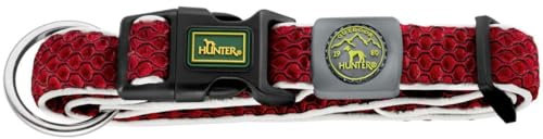 HUNTER Hundehalsung HILO VARIO PLUS, Farbe: rot, innovatives 3D-Mesh-Material, atmungsaktiv, leichter Kühleffekt bei Wärme, reflektierend, stufenlos verstellbar, angenehm leicht, Größe: XL