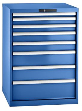 Lista | Schubladenschrank | Stahl | enzianblau | 8 Schubladen