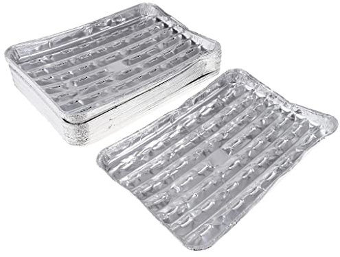 FLAMEER 20 Pack Disposable Aluminum Foil Barbecue Grilling Trays Outdoor BBQ Eco-Friendly Recyclable Aluminum - Portable Food Storage Containers Great for Cooking, Heating, Storing, Prepping Food