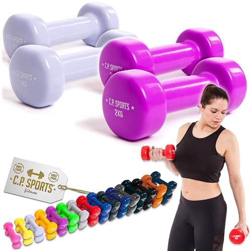 C.P.Sports Gymnastikhanteln | Kurzhanteln 2er Set - Gewichte von 0,5kg bis 12kg | Hanteln für Damen & Herren | Hantelset für Sport, Fitness, Kraftraining, Workout, Home Gym | 1+2 KG - Paare