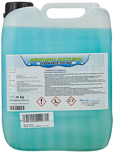 Naturii, Depuro Sicuro, Svernante Effetto Anti Gelo, Conservazione Dell'Acqua, Trattamento Piscina (150 ml x 10 mq), Azzurrante, Liquido, 10 Litri