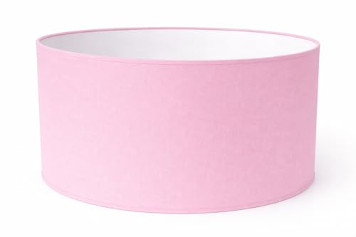 Zylinder Lampenschirm Baumwolle Stoff handgefertigt für Deckenleuchte, Tischleuchte, Stehlampe (Rosa, 45 cm Durchmesser 20 cm Höhe)