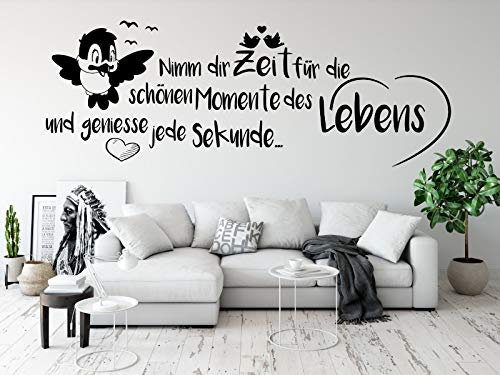 tjapalo® pk224 Wandtattoo nimm dir Zeit für die schönen Momente wandtattoo wohnzimmer spruch zitate Wandsticker Flur und Diele, Farbe: gold metallic, Größe: B160xH58cm