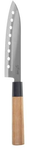 Secret de Gourmet - Couteau santoku lame Inox 16.9 cm et manche en bambou