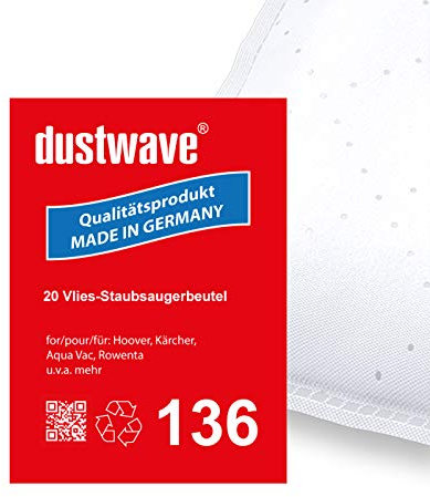 Megapack Lot de 20 sacs filtrants à poussière (environ Dustwave Sacs à poussière de marque fabriqués en Allemagne pour aspirateur Electrolux Z 800 Flexio 20 l