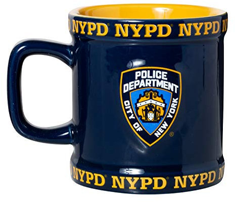 Tasse à café souvenir de la ville de New York NYPD Bleu et doré 350 ml
