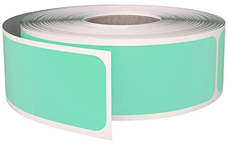 Royal Green Rectangle Labels, 3x1 Inches, Sticker Roll - 250 Pack | Pastel Green writable labels with permanent adhesive. Great for bins, boxes, inventory, shipping & organization.