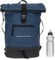 Elephant Rucksack Herren Damen Plane Time Bag COMP Fahrradrucksack Kurierrucksack Roll-Top A4 mit Laptopfach, Bodenfach 12823 + Flasche (Bi Color BS (blau-schwarz))