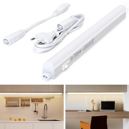 Aigostar Luz Bajo Mueble Cocina con Interruptor 4W 480lm Luz LED Armario, 230V Luz blanca neutra 4000K, luces para Vestidor Tira LED Armario 313 * 22 * 30mm