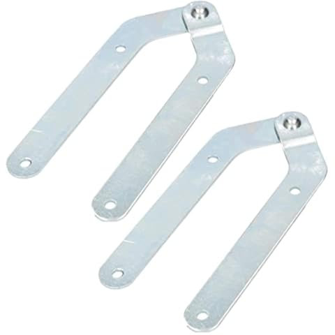 KOTARBAU® Lot de 2 bandes d'échelle sans crochet - Charnière galvanisée - Argenté - Ouverture à 180 degrés - Qualité supérieure